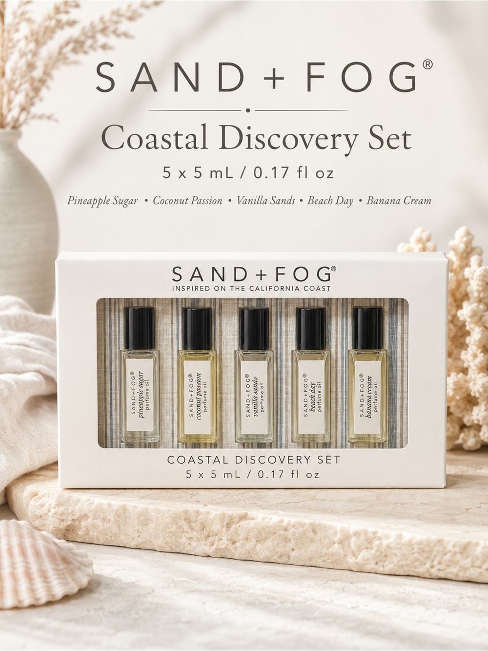 Sand + Fog Large Exploratory Perfume Oil Rollerball Set- Summer Discovery Coll.